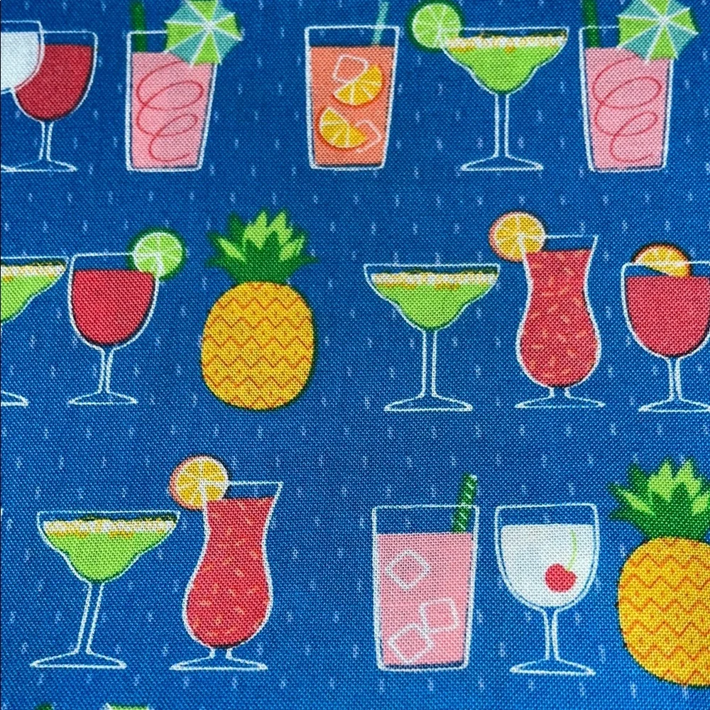 Tropical Cocktail Print Cotton Fabric 2 yards
